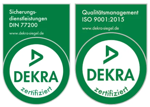 Siegel ISO 9001 und 77200 Zertifizierung 