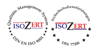 Siegel ISO 9001 und 77200 Zertifizierung 